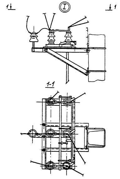 Установка разъединителя ОАР-2 для ответвительной анкерной опоры ОА10-2 (типовой проект 3.407.1-143.2.19)