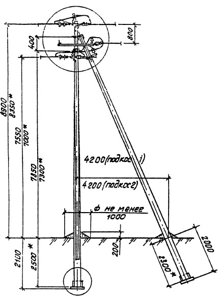 Угловая ответвительная анкерная опора ЛЭП УОА10-2 (типовой проект 3.407.1-143.2.11)