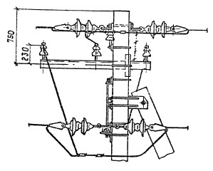 Устройство ответвления УОП-1 от анкерной опоры А10-3 (типовой проект 3.407.1-143.3.12)