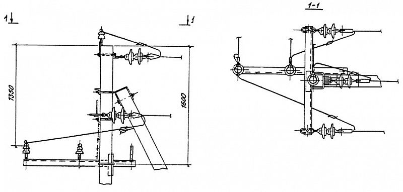 Устройство ответвления УОК от концевой опоры (типовой проект 3.407.1-143.2.15)