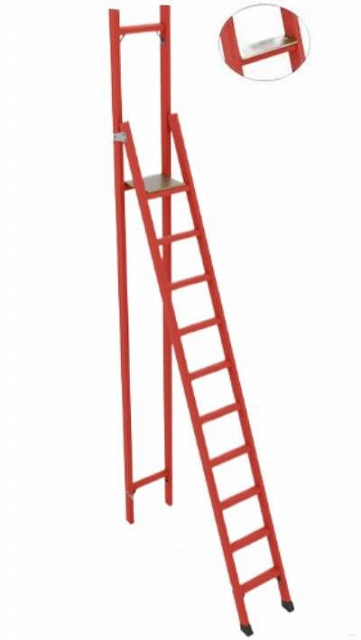 ССВ-3,9Ш стремянка стеклопластиковая с вертикальной опорой, широкие ступени, h=4270мм, h рабочей площадки=3100мм, ступ.10