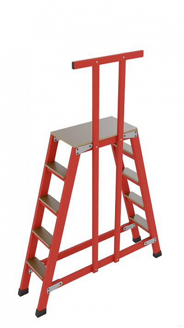 ССП-1,2-ПШ стеклопластиковая с симметричными опорами подмость h=1200мм, поручень, 4х2 широких ступеней,  разборная, площадка 800х600мм