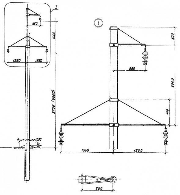 Промежуточная опора ЛЭП П16.4-1 (типовой проект 3.407.1-143.4.3)