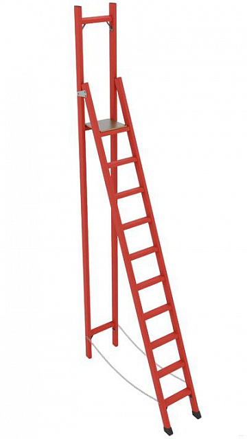 ССВ-3,9 стремянка стеклопластиковая с вертикальной опорой, h=4270мм, h рабочей площадки=3100мм, ступ.10