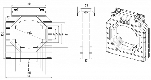 Трансформатор тока MAK-ru 140/100-800/5-0,2