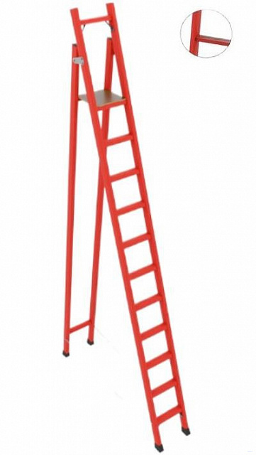 ССС-3,6АТ диэлектрическая стремянка с симметричной опорой, Телеком, абразивное покрытие ступеней, h=3600мм, h рабочей площадки=2700мм, ступ.11