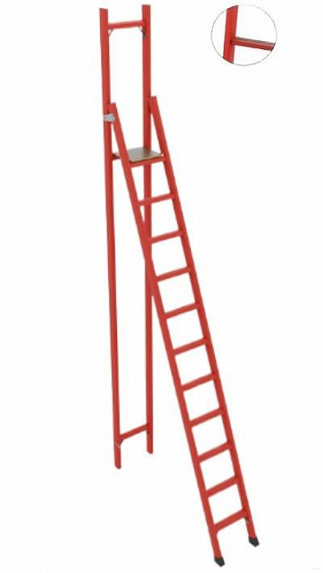 ССВ-3,6АТ стремянка стеклопластиковая с вертикальной опорой, Телеком, абразивное покрытие ступеней, h=3870мм, h рабочей площадки=2600мм, ступ.11