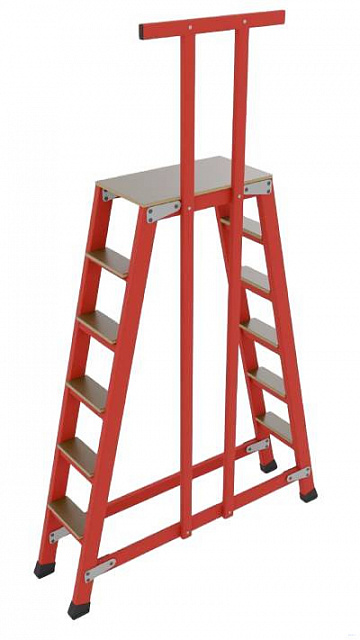 ССП-1,5-ПШ стеклопластиковая с симметричными опорами подмость h=1500мм, поручень, 5х2 широких ступеней,  разборная, площадка 800х600мм