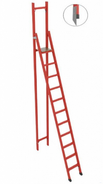 ССВ-3,6ТМ стремянка стеклопластиковая с вертикальной опорой, Телеком, металлические оконцеватели (Мягкий грунт), h=3870мм, h рабочей площадки=2600мм, ступ.11